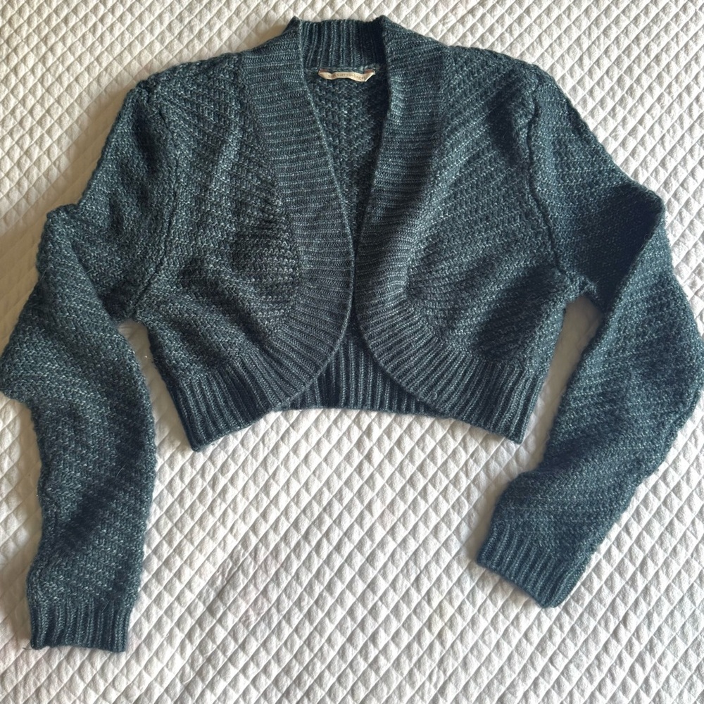 Soft Surroundings Knit cropped cardigan sweater Gray S/M